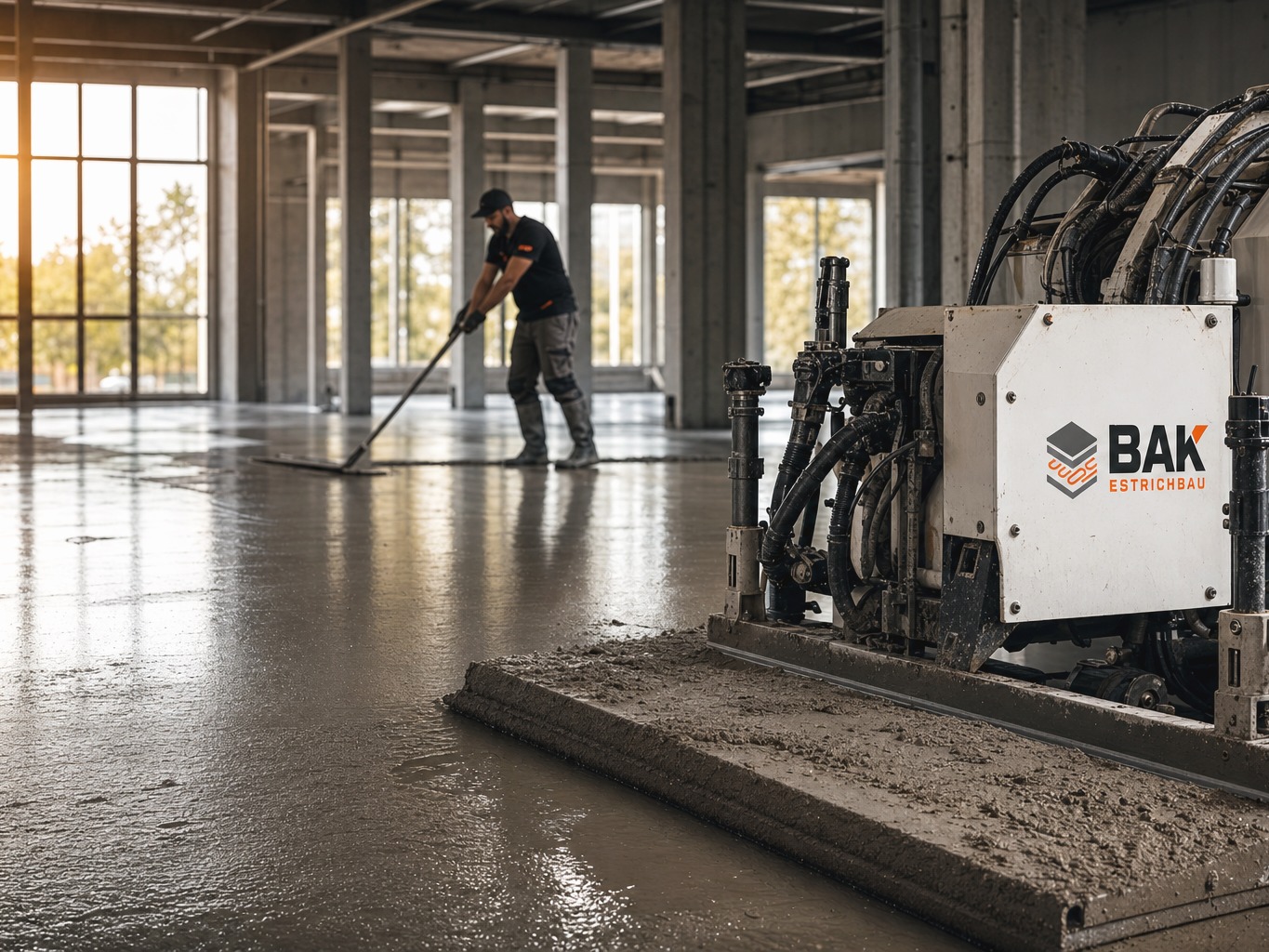 Estrichmaschine auf einer Baustelle in OWL